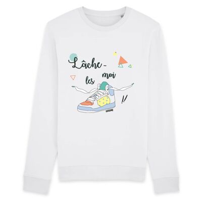 Sweat mixte Lâche-moi les baskets - Coton Bio - L - Blanc