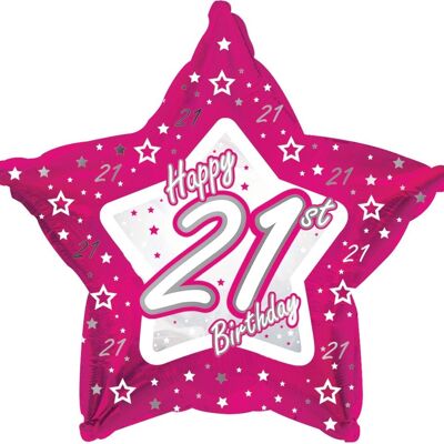 Palloncino foil di 21 anni con stelle rosa