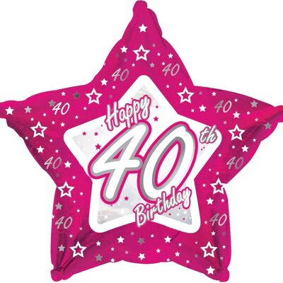 Palloncino foil 40 anni con stelle rosa