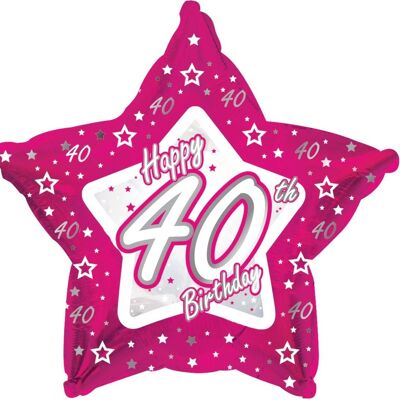 Pink Stars Age 40 Foil Balloon
