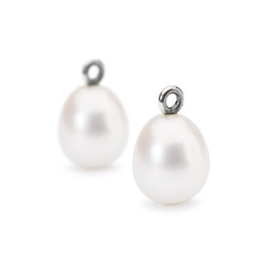 Ciondoli a goccia ovali di perle bianche per orecchini