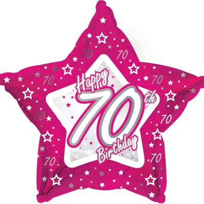 Palloncino foil 70 anni con stelle rosa