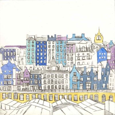 Vieille ville d'Édimbourg depuis Princes Street, reproduction signée