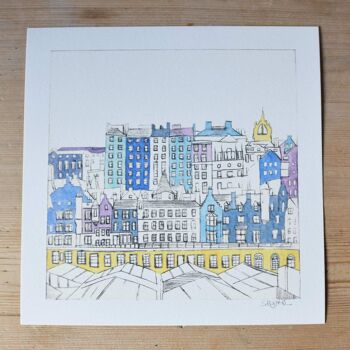 Vieille ville d'Édimbourg depuis Princes Street, reproduction signée 2