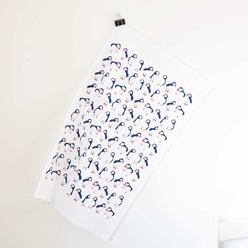 Puffins tea towel