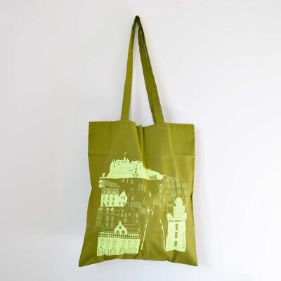 Edinburgh Castle green tote bag