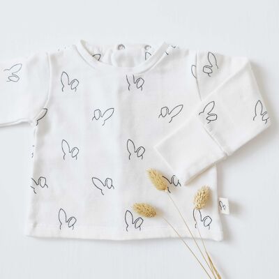 Grow-with-me organic cotton jumper with rabbit print