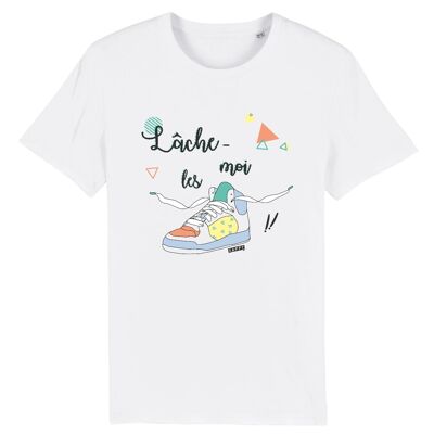 T-shirt Rocker unisexe Lâche-moi les baskets - Coton Bio - XL - Blanc