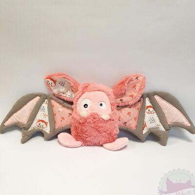 "Bat-Monster" old pink bat soft toy