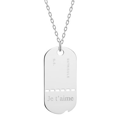 Men's 925 silver GI necklace - I LOVE YOU engraving