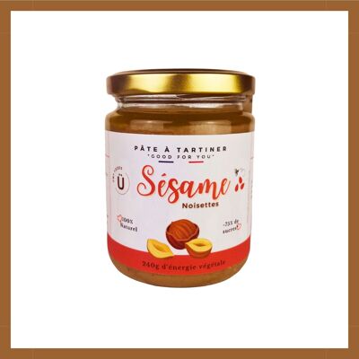 Creme spalmabili al sesamo e nocciole - bicchiere da 240g