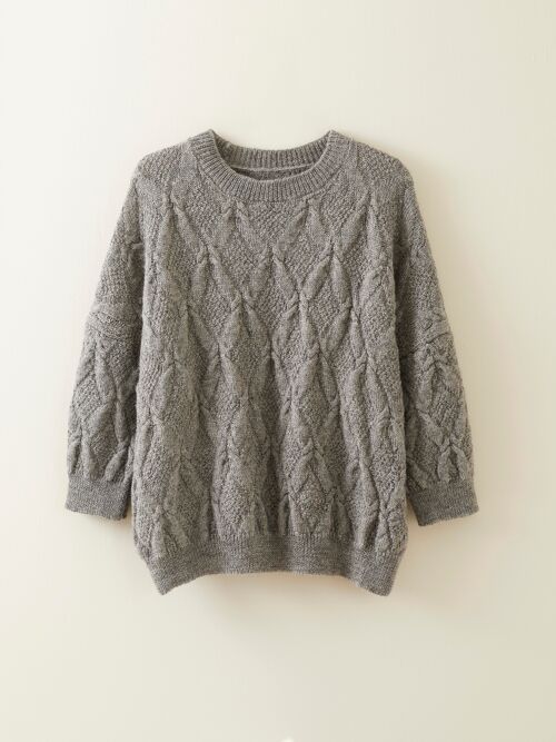 The Piel British Wool Cable Sweater in Slate Grey