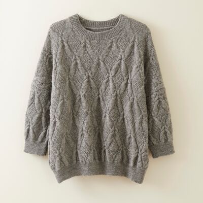 The Piel British Wool Cable Sweater in Slate Grey