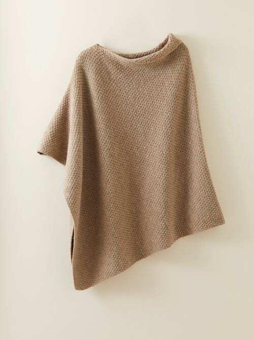 The Hollins British Wool Poncho in Soft Brown