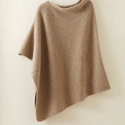 The Hollins British Wool Poncho in Soft Brown