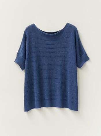 T-shirt en coton biologique/lin en bleu doux