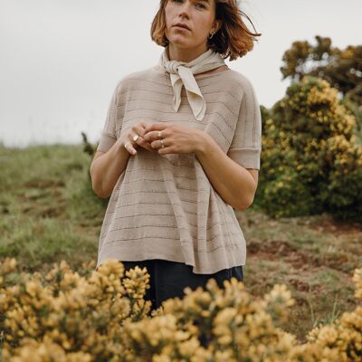 Organic Cotton/Linen Tee in Light Stone