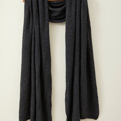 Fine Lambswool Brant Wrap in Charcoal
