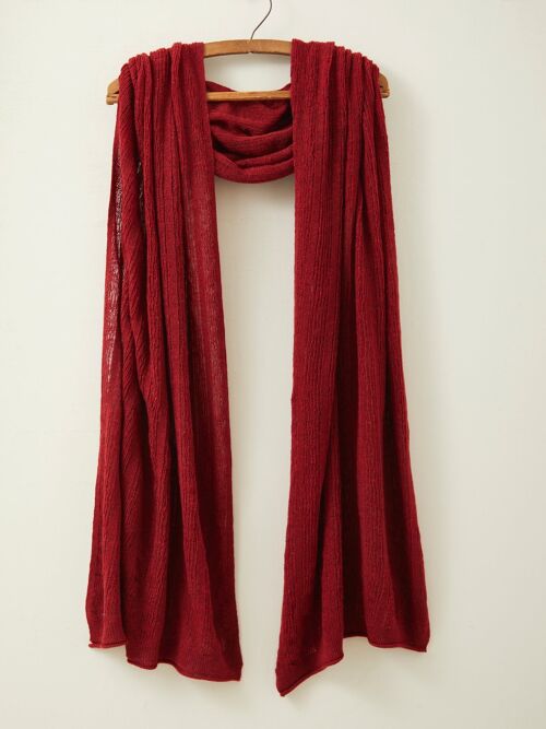 Fine Lambswool Brant Wrap in Russet Red