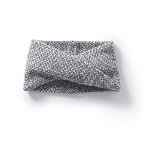 Roa Soft Lambswool Twist Headwrap in Warm Grey/Winter White