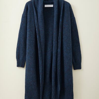 Cardigan Long Donegal Merino en Deep Ink