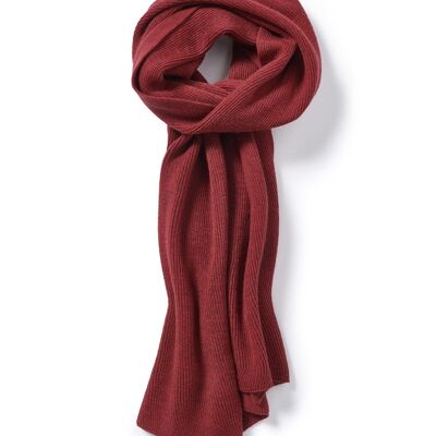 Fine Merino Ribbed Scarf in Rich Red