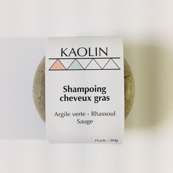 Shampoing solide pour cheveux gras à l'argile verte et au Rhassoul 1