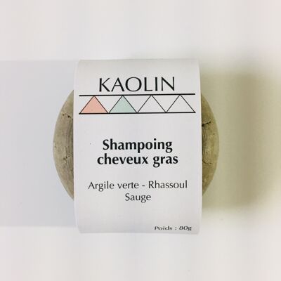 Solid shampoo for oily hair with green clay and Rhassoul