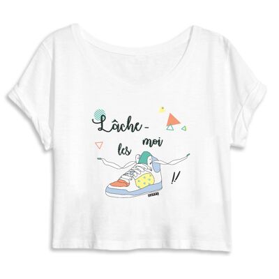 Crop top Lâche-moi les baskets - Coton Bio - S - Blanc