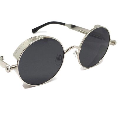 Circle Lens Framed Black x Silver Sunglasses