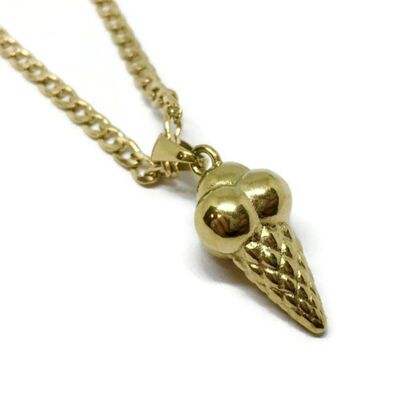 Ice Cream Cone Steel Necklace - gold