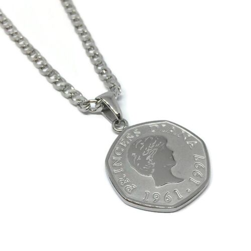 Princess Diana 50 Pence Necklace - silver
