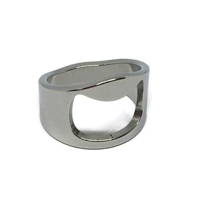 Bottle Opener Stainless Steel Ring - silver