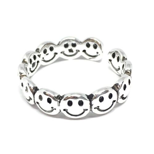 Adjustable Smiley Face Band Ring
