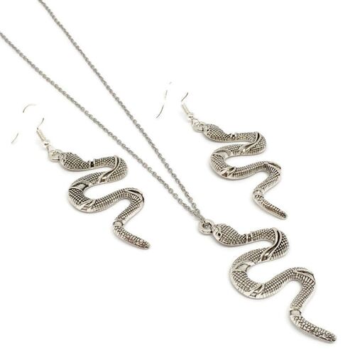 Snake Necklace & Earrings Set - Gold - Necklace