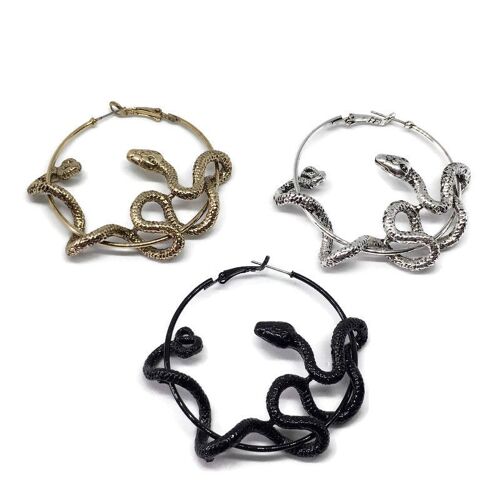 Black Mamba Snake Hoop Earrings