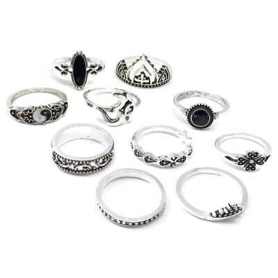 10 Piece Yin Yang Midi Ring Set