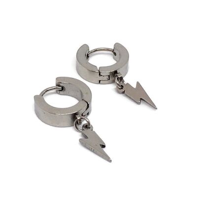 Lightning Bolt Mini-Hoop Earrings - Silver