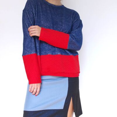 Blue, red and black Tara sweater