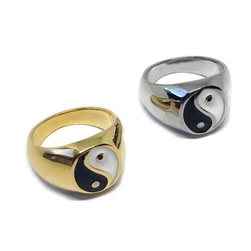 Yin Yang Symbol Steel Ring - gold