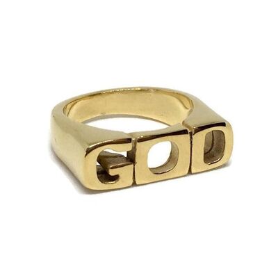 Stainless Steel 'GOD' Ring - gold