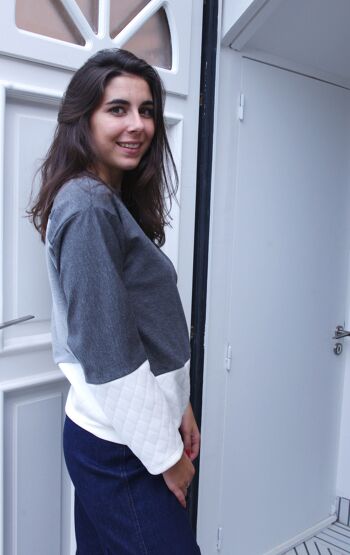 Pull Tara gris et blanc 2