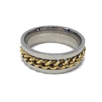 Framed Spinning Curb Chain Ring silver/gold