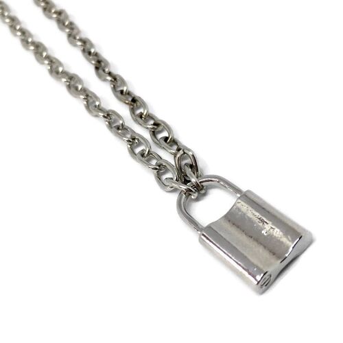 Padlock Chunky Steel Necklace - Silver