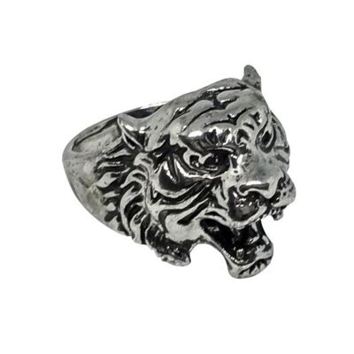 Tibetan Tiger Growling Face Ring - silver