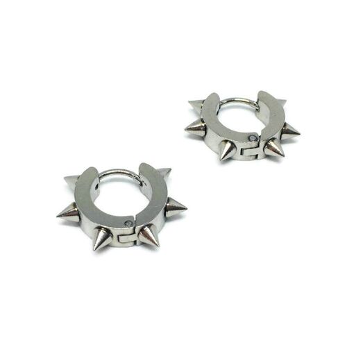 Spiked Mini-Hoop Earrings - Silver