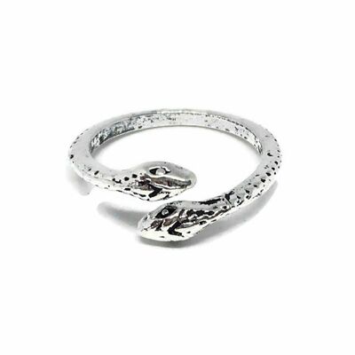 Adjustable Silver Black Mamba Ring