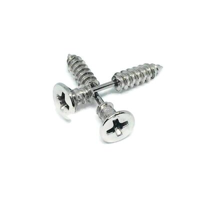 Screw Stainless Steel Earrings - Silver