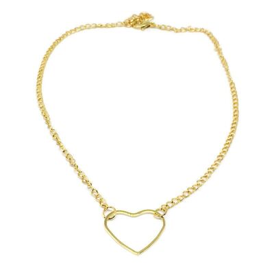 Love Heart Link Choker - Gold