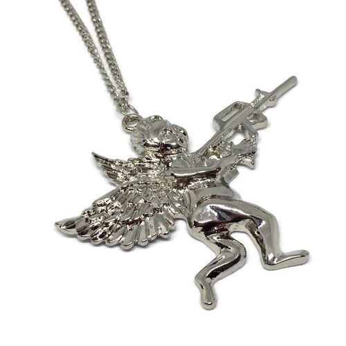 Guardian Angel Cupid Necklace - Silver